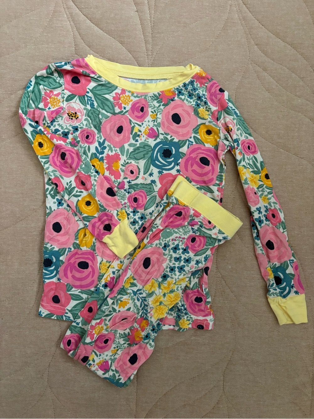 Little sleepies Floral Pink & Yellow Long Sleeve Pajama Set